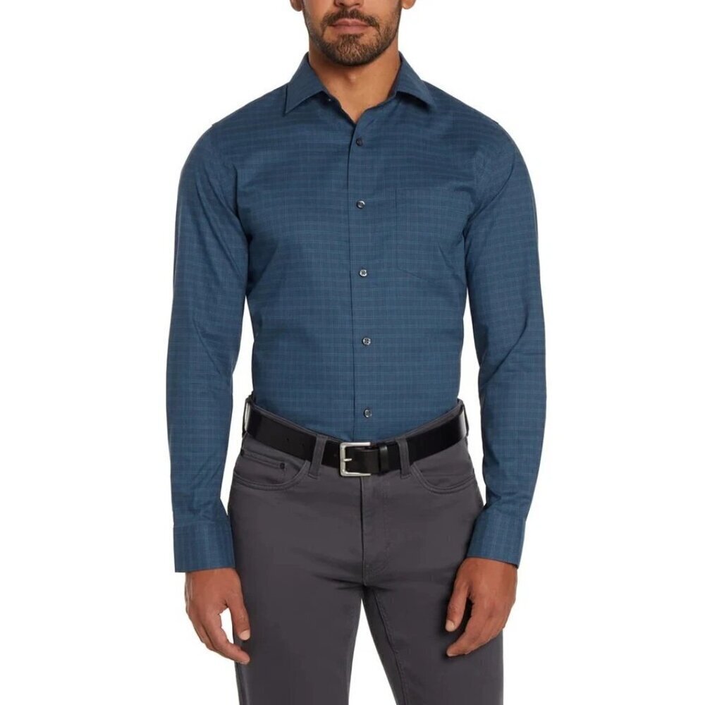 NEW Banana Republic Men's XXL Blue Button down Dress Shirt Plaid